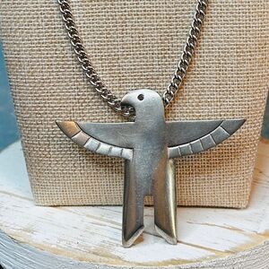 Pewter Thunderbird Pendant Necklace by Reed and Barton EC